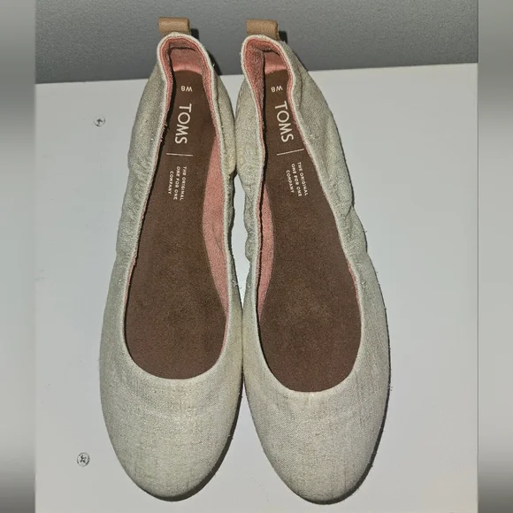 TOMS Metallic Nude Ballet Flats ✨️ Size 8W ✨️ NWOT - Picture 2 of 9